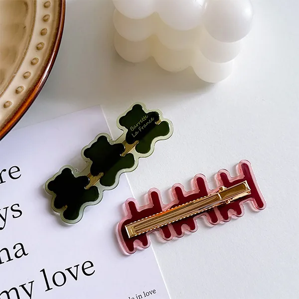 Cartoon bear acetate hair clip
