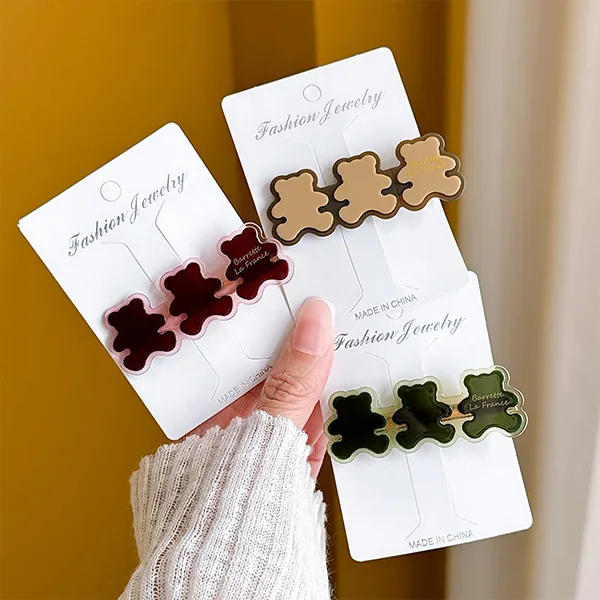 Cartoon bear acetate hair clip view 4