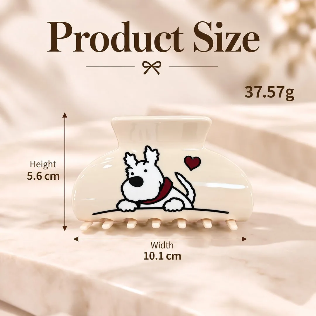 Cartoon puppy acetate hair clip view 3