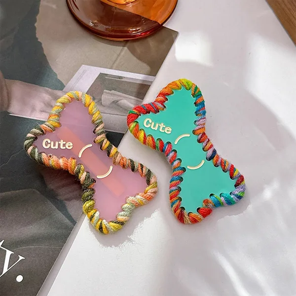 Macaron braided bow acetate hair clip